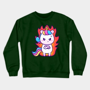 Cute Unicorn Angry Cartoon Crewneck Sweatshirt